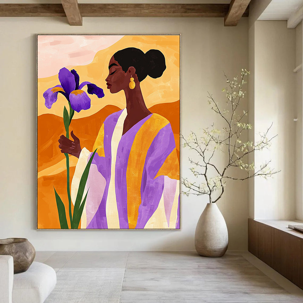 Woman with Iris Abstract Painting for Bohemian - Styled Bedrooms GAB1022
