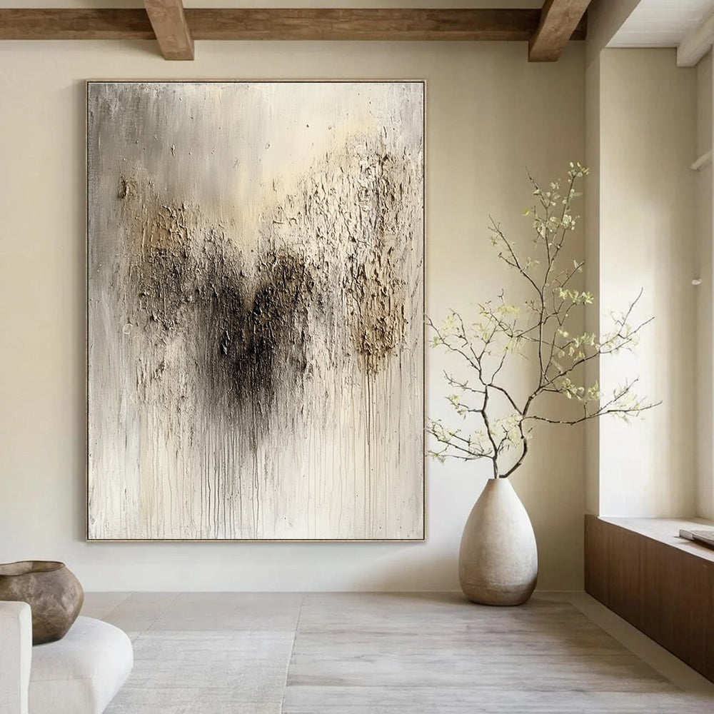 Textured Neutral Abstract Painting for Industrial - Style Lofts GAB1007