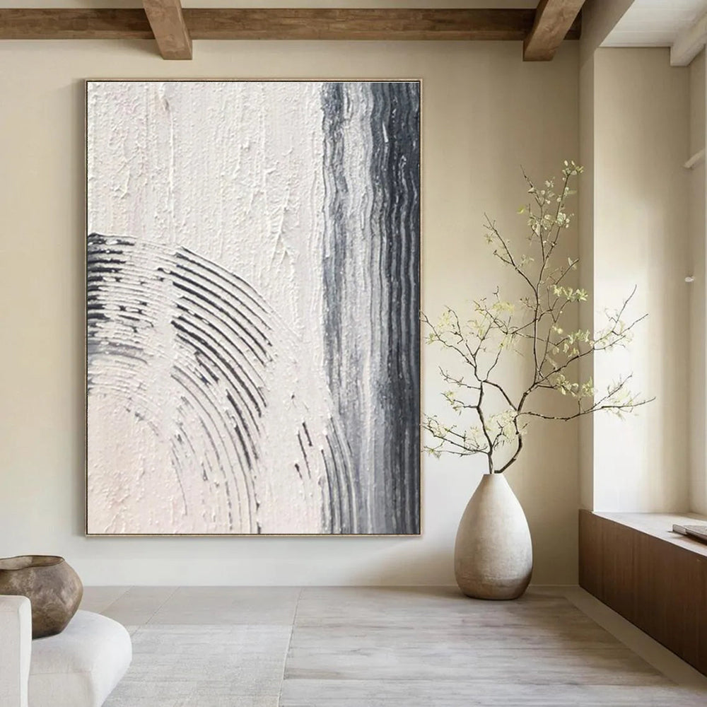 Gray - White Textured Abstract Detail Painting for Art - Centric Nooks HENG399