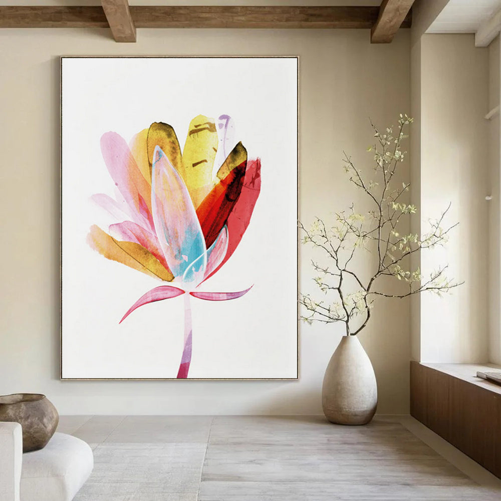 Colorful Abstract Flower Painting for Bright - Themed Kitchens HENG215