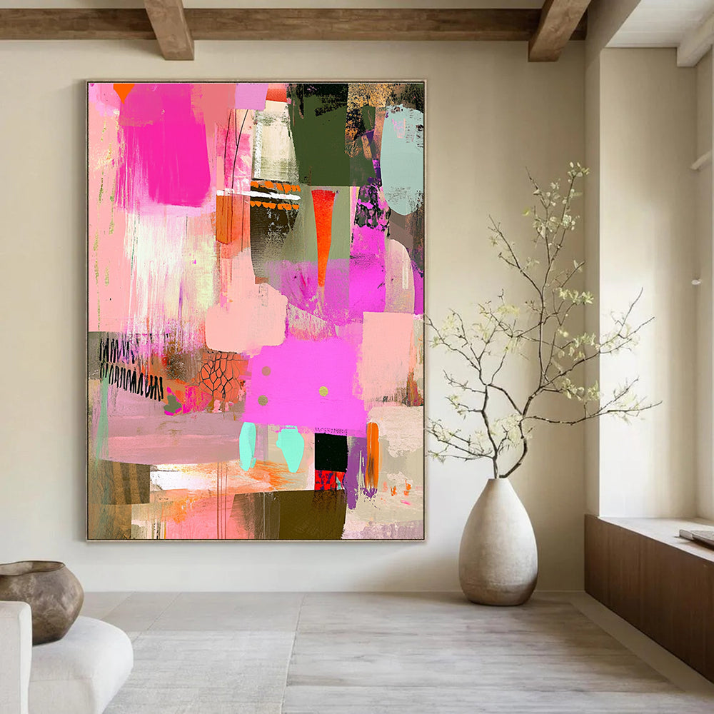 Colorful Collage Abstract Painting for Bohemian - Styled Cafes GAB1013