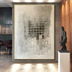 Grid - Patterned Gray Abstract Painting with Structured Calm WINK227