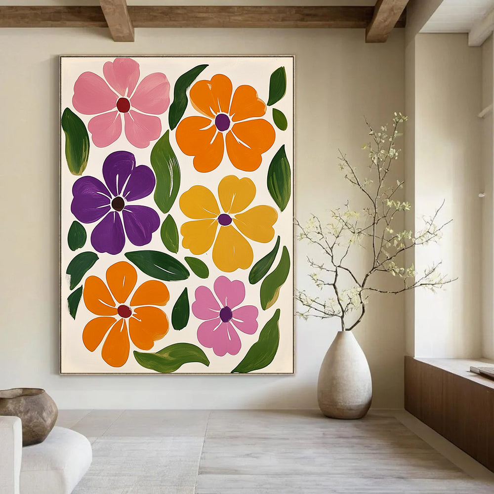 Colorful Flower Patterns Abstract Painting for Bohemian - Style Living Rooms GAB1352