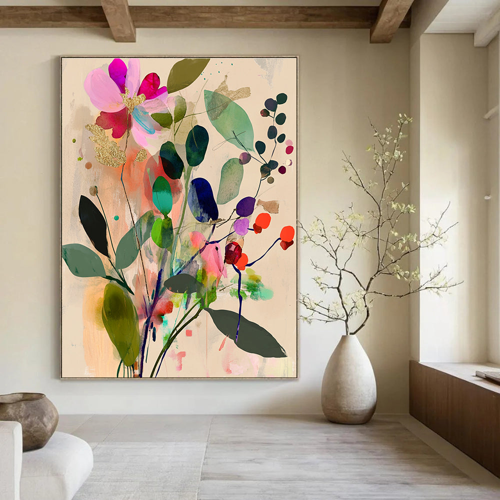 Colorful Floral Abstract - Whimsical Botanical Abstract Art GAB0477