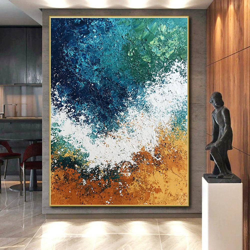 Textured Ocean Wave Abstract Painting with Dynamic Sea Energy WINK581