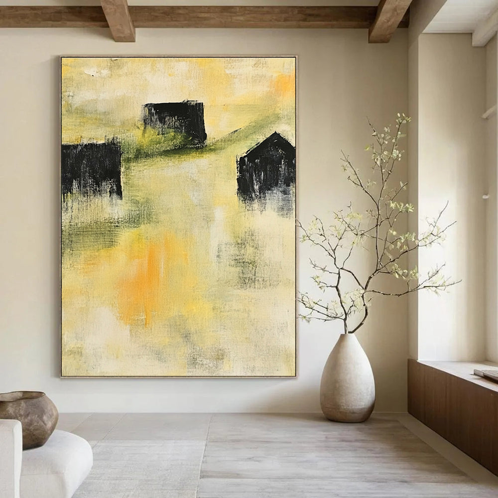 Yellow - Toned Abstract Painting for Bright - Styled Breakfast Nooks GAB1046
