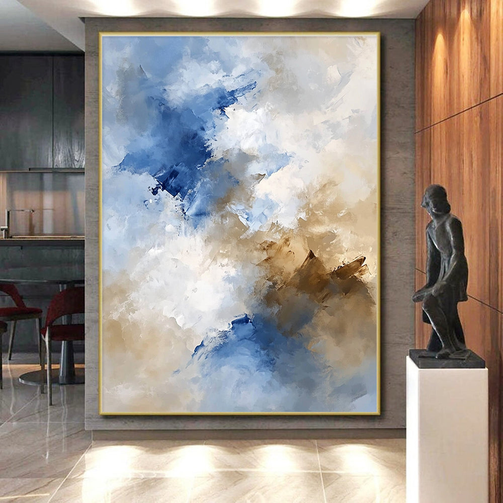 Blue - Beige Abstract Clouds Painting with Serene Harmony WINK370