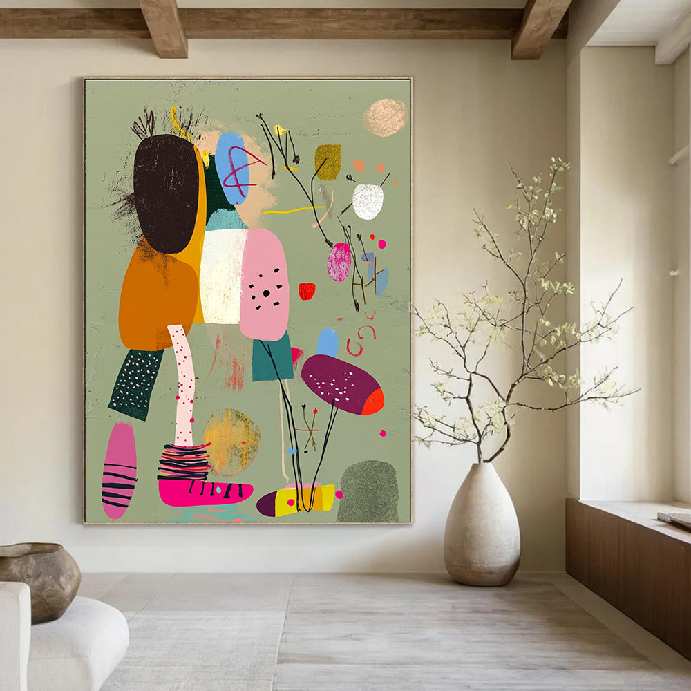 Pastel Abstract Figures Painting with Gentle Tones GAB0103