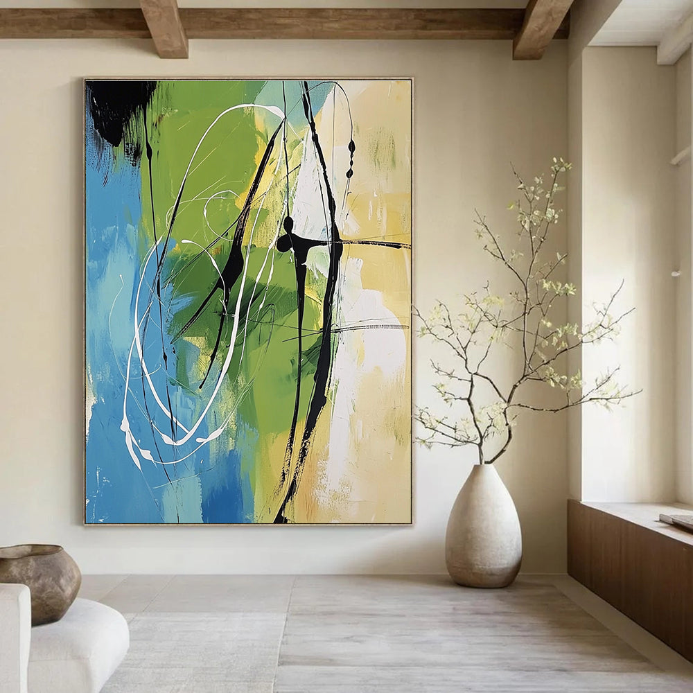 Colorful Abstract Lines Painting for Creative Workspaces GAB0811