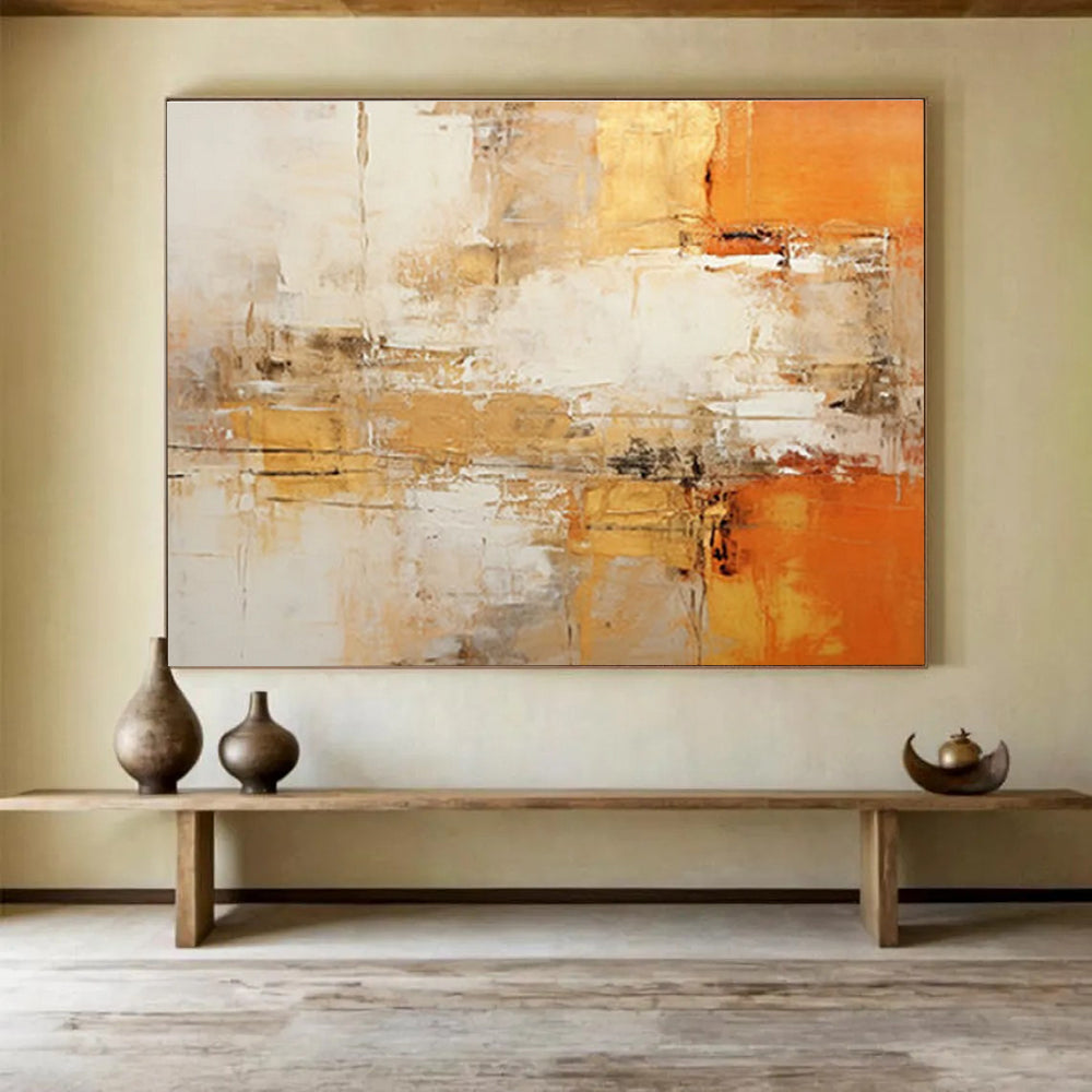 Warm Tones Abstract Painting for Inviting Interiors YHT095