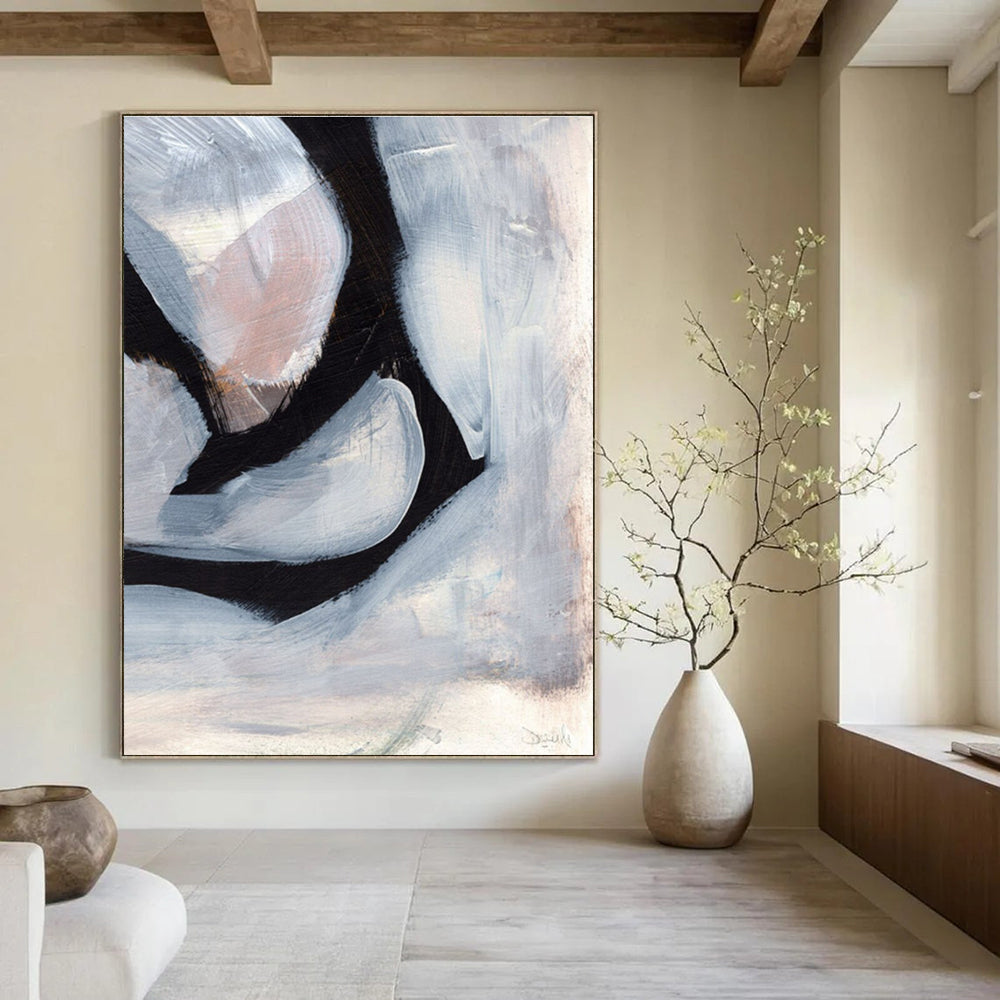 Textured Monochromatic Abstract Shapes for Modern Galleries HENG228