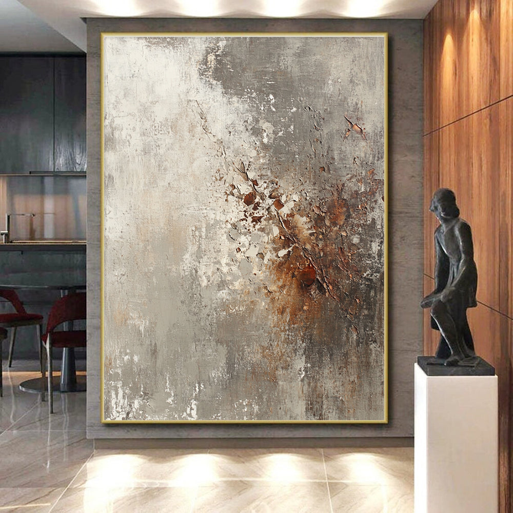 Gray and Brown Textured Abstract Painting with Rustic Character WINK293