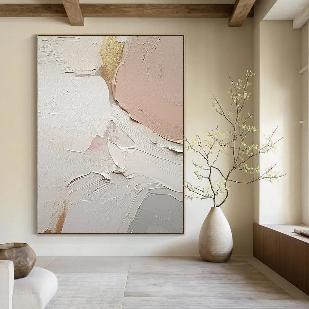 Soft Pastel Textured Abstract Painting for Elegant Bedrooms HENG451