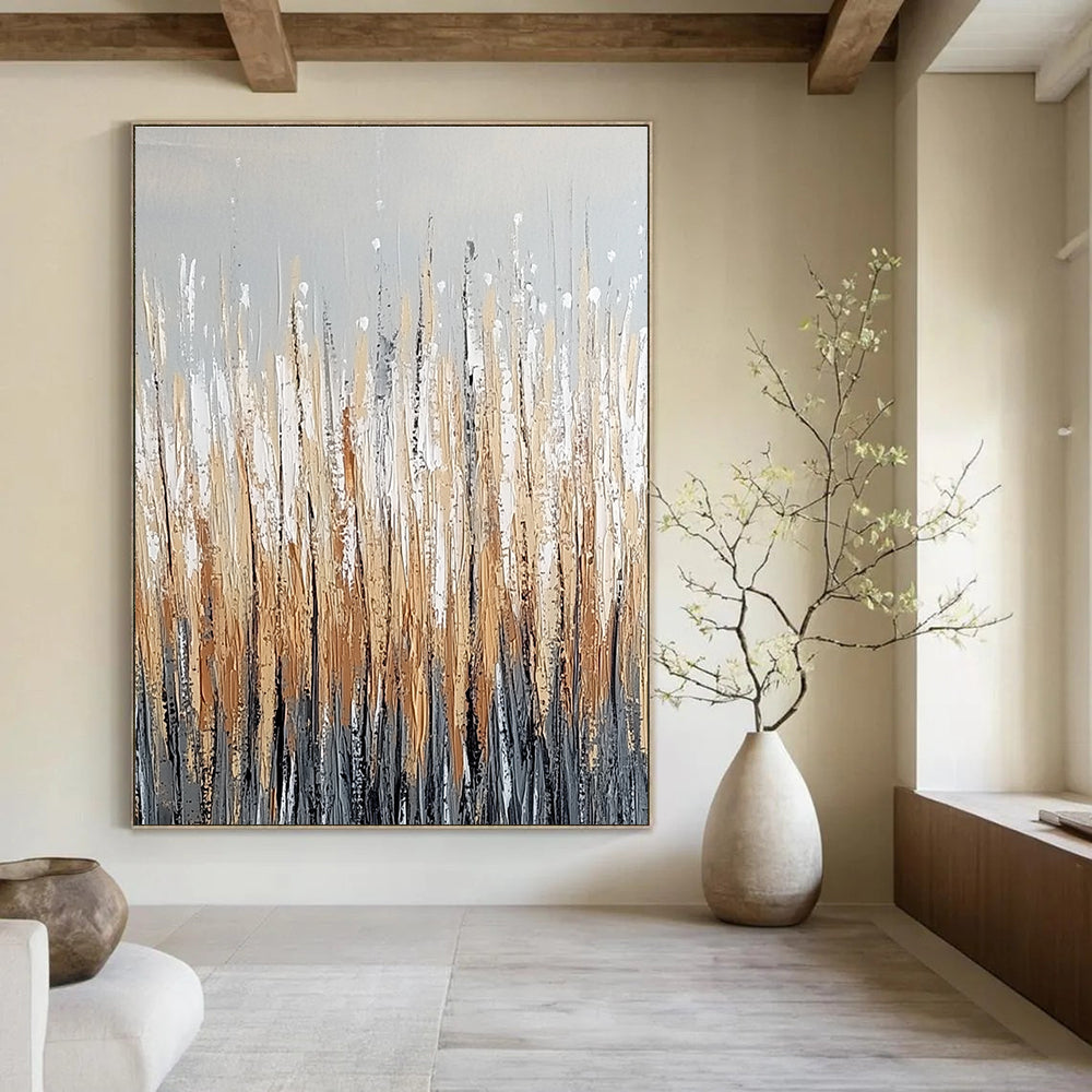 Golden Grass Abstract Painting for Modern Farmhouse Living Rooms GAB0798