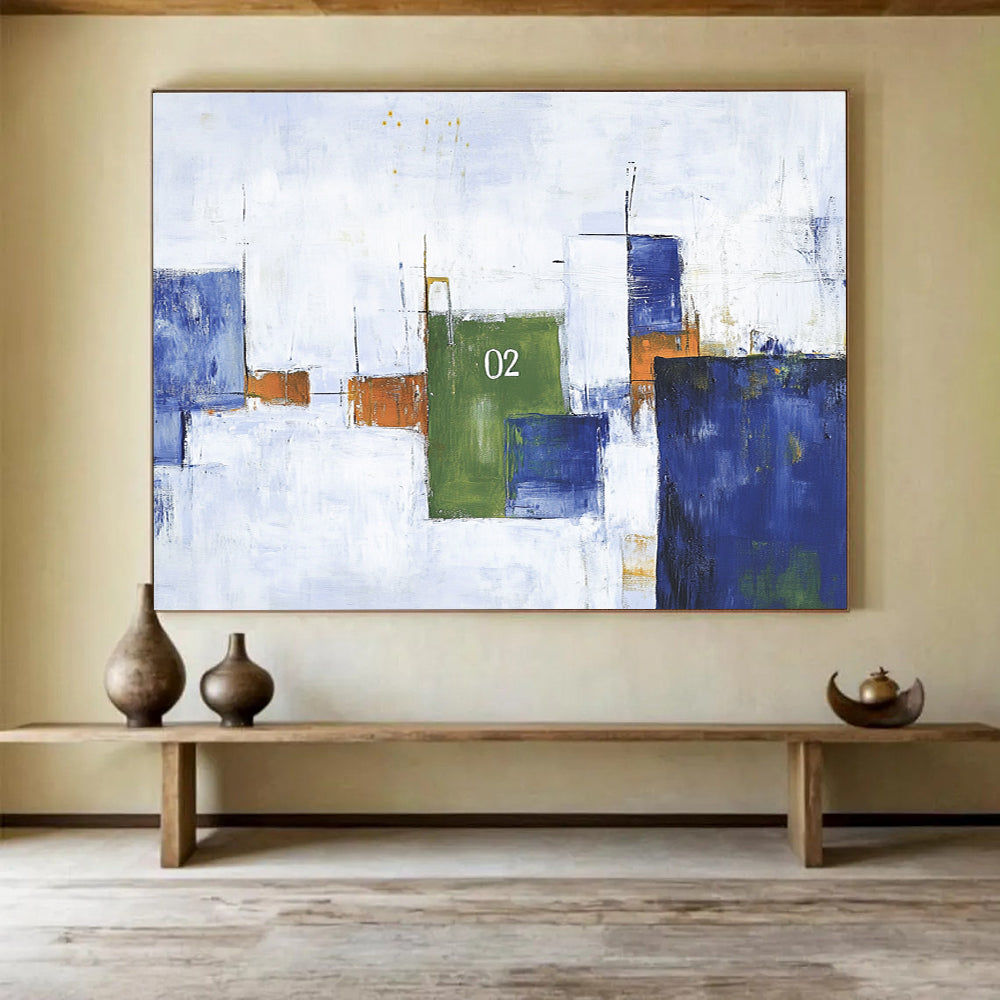 Abstract Geometric "02" with Colorful Blocks Abstract Painting ABS323