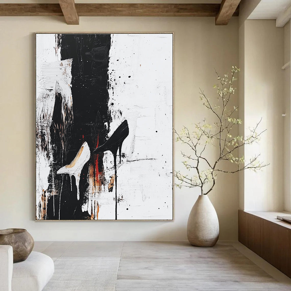 Black and White Heels Abstract Painting for Fashion - Forward Boutiques GAB0853