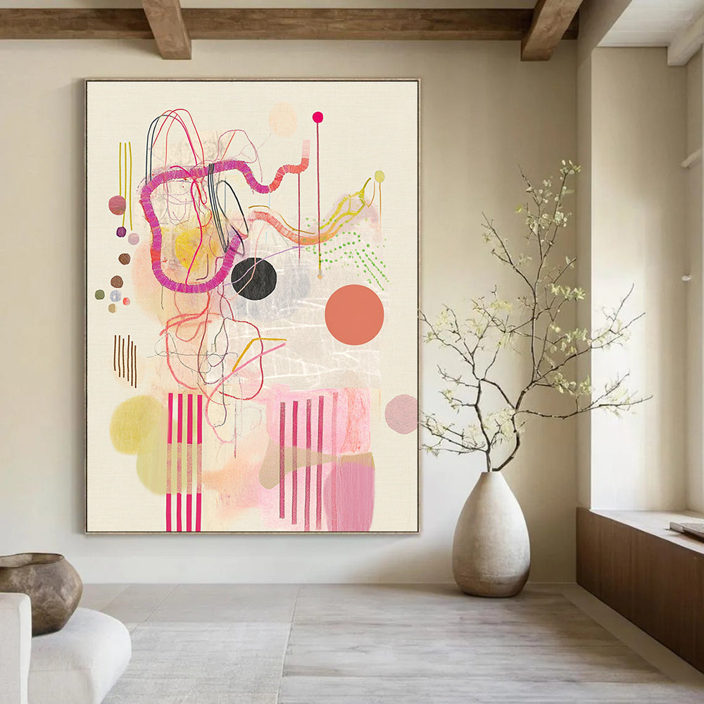 Playful Mixed - Media Abstract Painting for Eclectic Kids’ Playrooms GAB1258