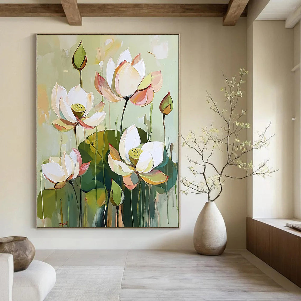 Lotus Flower Abstract Painting for Zen Gardens GAB0778