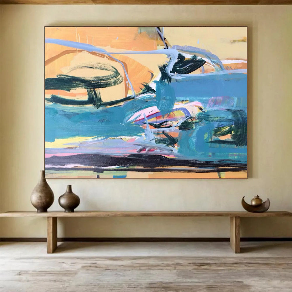 Bold Color Abstract Swirls Painting for Artistic Statements YHT007