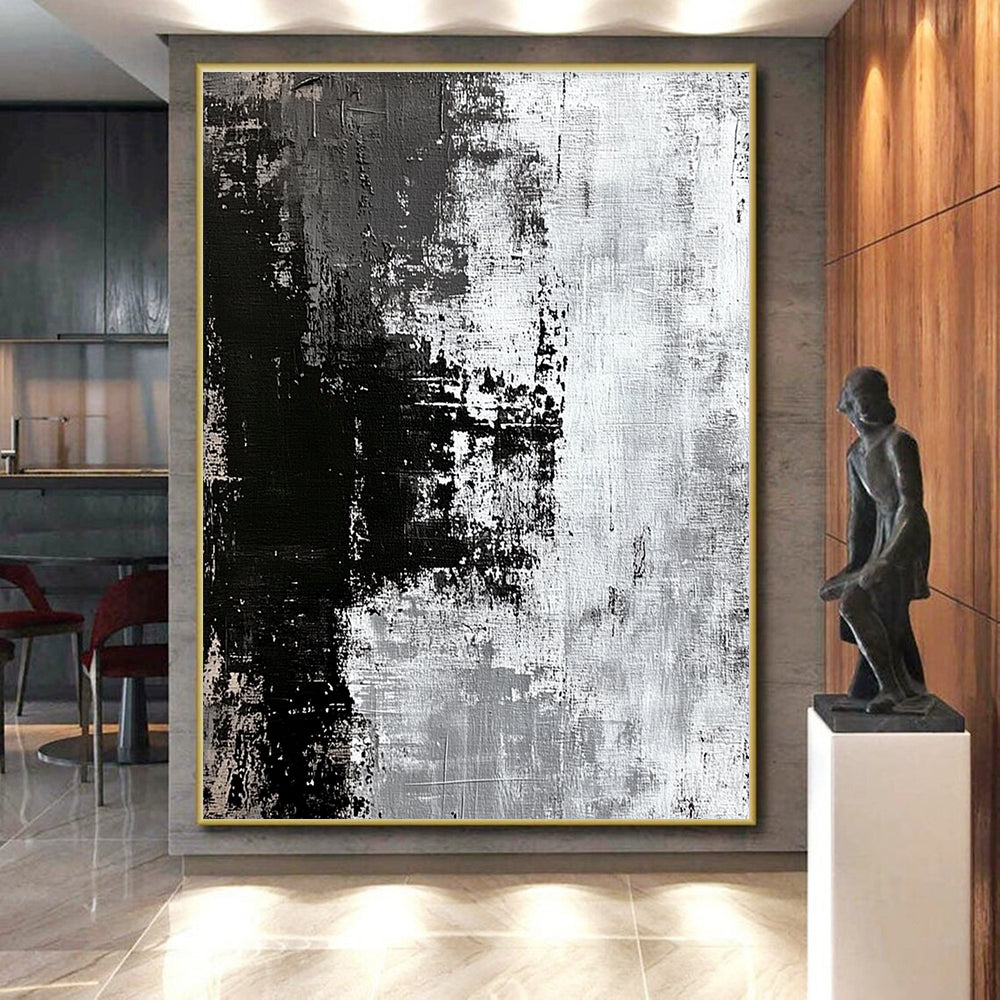 Black - White Abstract Textures Painting with Dramatic Contrast WINK425
