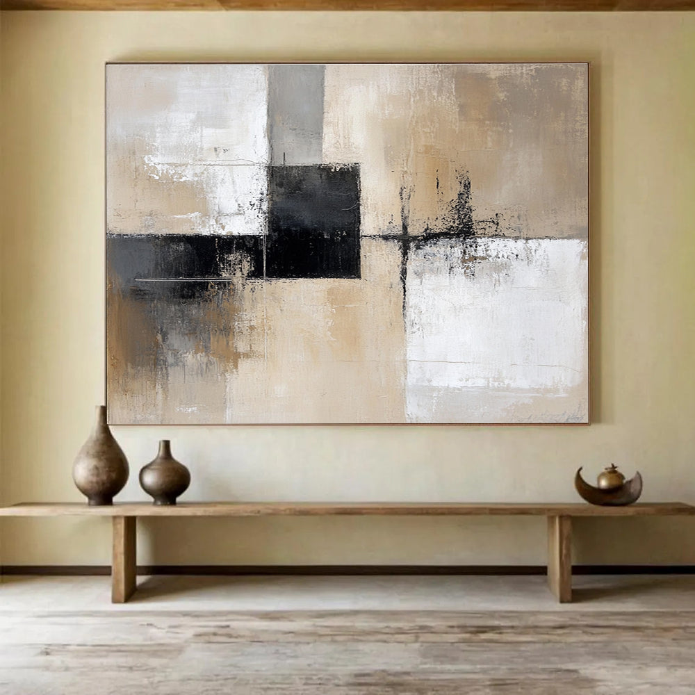 Neutral Geometric Abstract Painting with Subtle, Modern Compositions ABS527