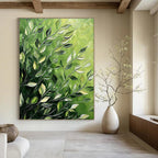 Green Leaves Abstract Painting for Eco - Friendly Office Break Rooms GAB1349