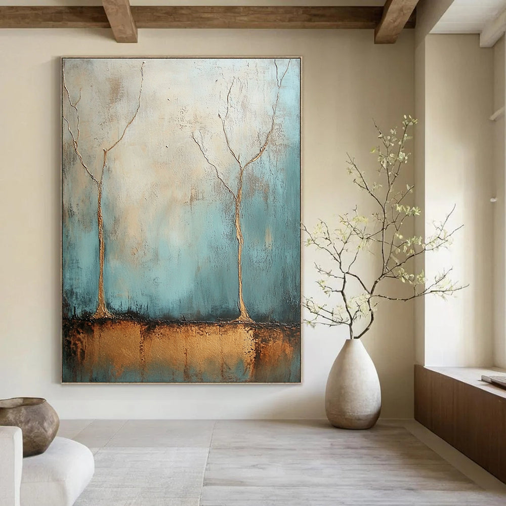 Two Trees Abstract Painting for Minimalist - Styled Gardens GAB1079