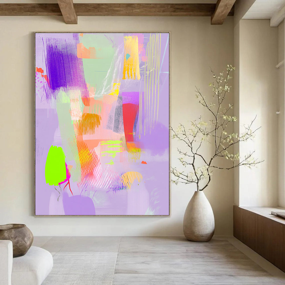 Neon Purple Abstract Painting for Trendy Boutiques GAB1030