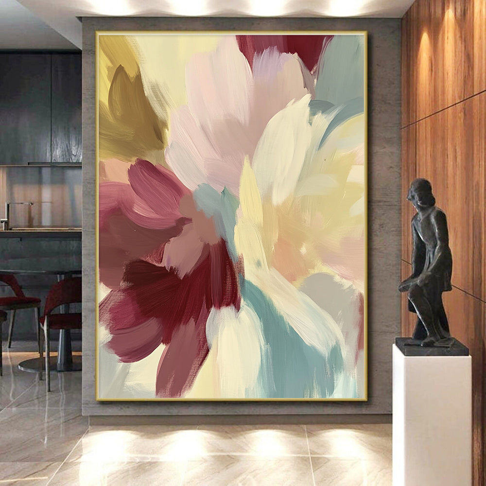 Colorful Abstract Flowers Painting with Cheerful Blooms WINK413