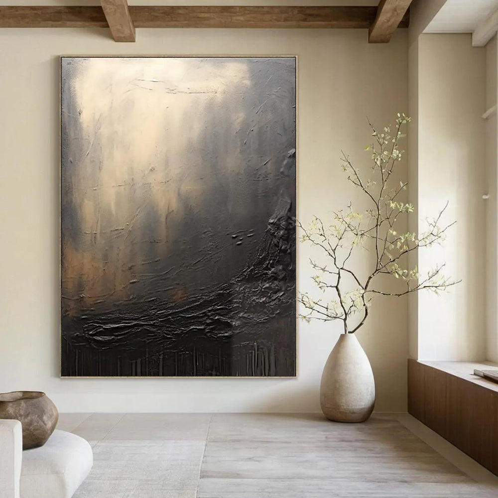 Dark Textured Abstraction Painting for Dramatic Home Theaters HENG449