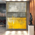 Gray Yellow Abstract Painting with Bold Contrast WINK541
