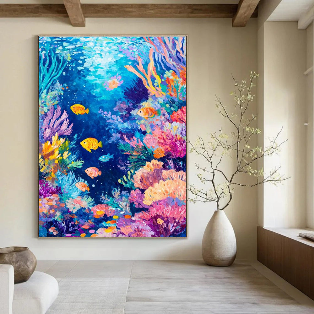 Colorful Underwater World Abstract Painting for Coastal Resort Spas HENG527
