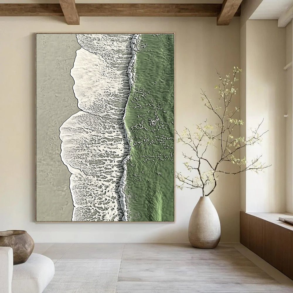 Green Ocean Aerial Contemporary Coastal Abstract Painting GAB0315