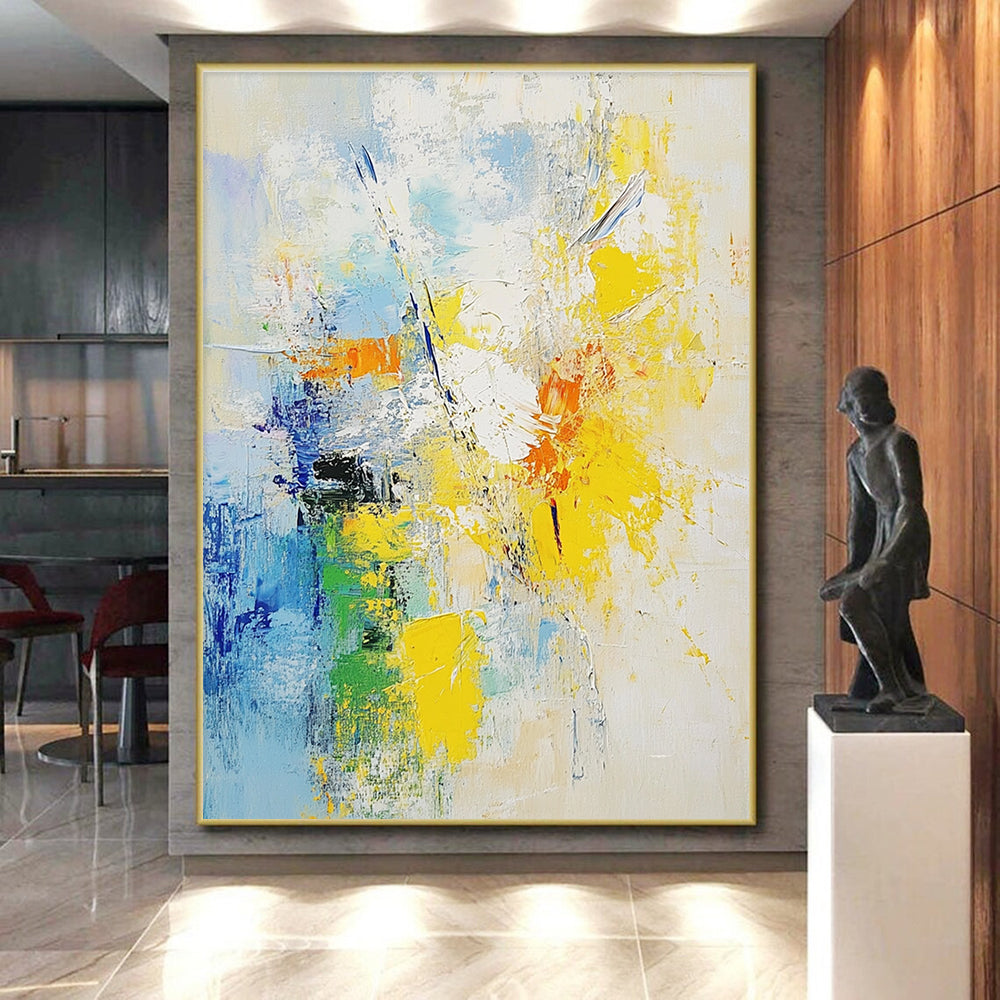 Blue Yellow Orange Abstract Painting with Cheerful Energy WINK486