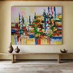 Colorful Cityscape Abstract Painting for Urban Loft Apartments YHT285