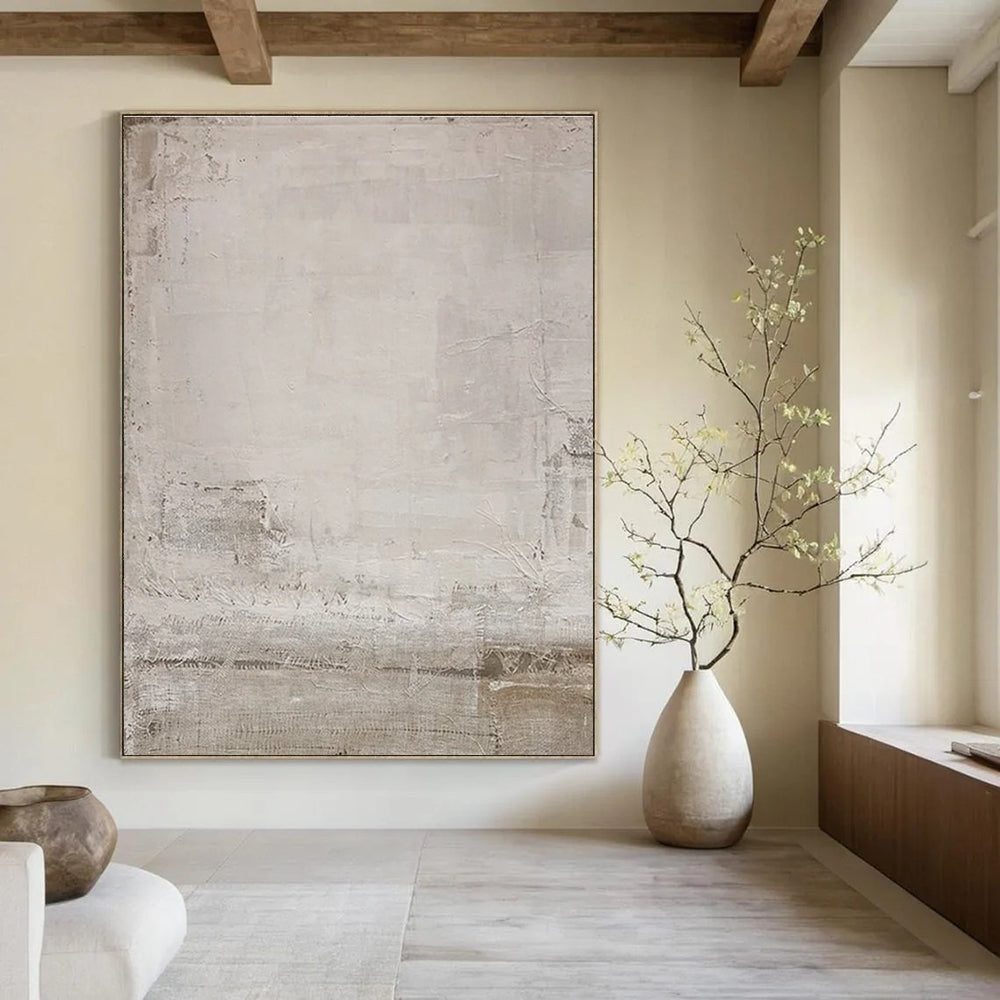 Minimalist Textured Gray Abstract Painting for Zen - Inspired Home Offices HENG055