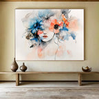 Floral Woman Portrait: Blending Beauty and Nature Abstract Painting ABS157
