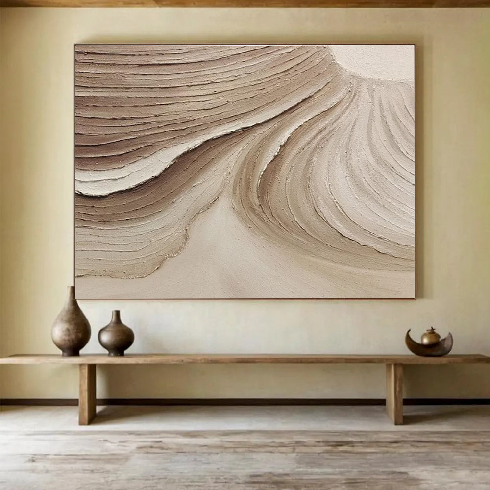 Beige Textured Abstract Painting for Luxury Home Dining Rooms YHT398