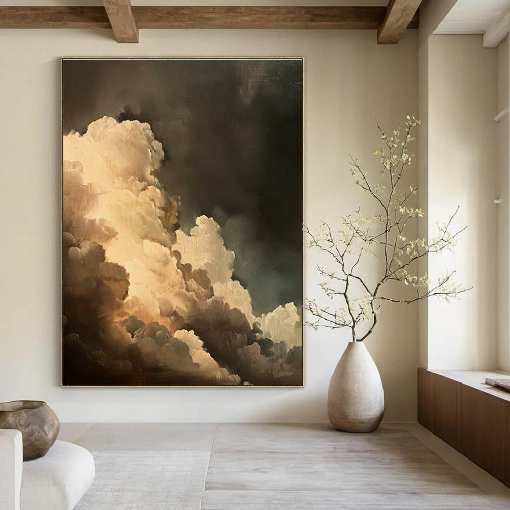 Dark Clouds Abstract Painting for Dramatic Home Theater Foyers HENG014