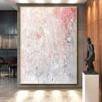 Pink - Gray Textured Abstract Painting with Subtle Softness WINK217