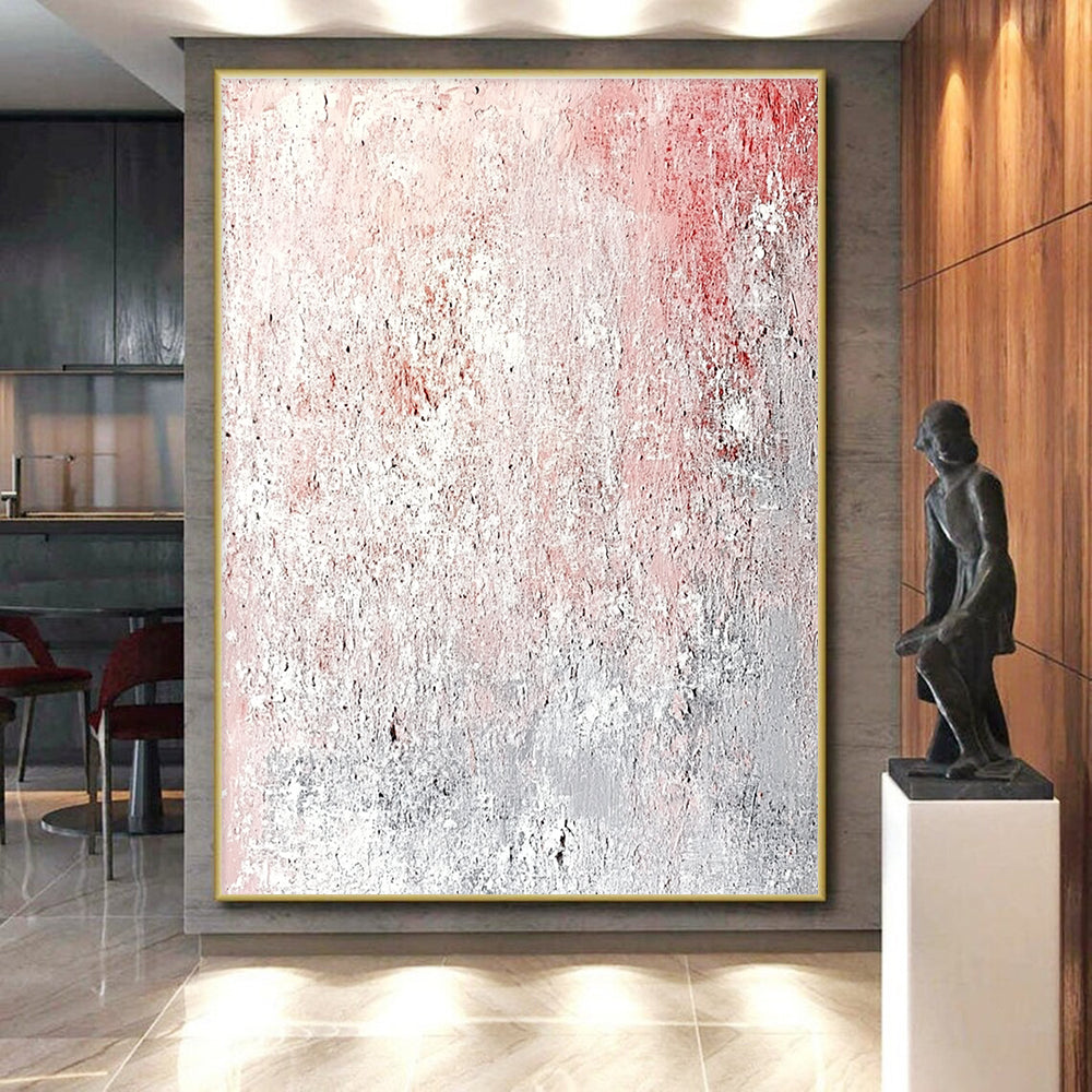 Pink - Gray Textured Abstract Painting with Subtle Softness WINK217