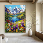 Mountain Landscape with Flowers - Impasto Nature Art GAB0385