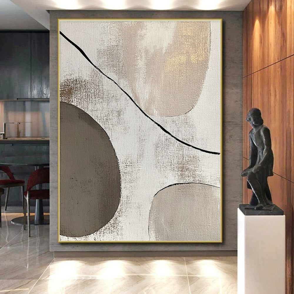 Beige and Gray Minimalist Forms Abstract Painting with Subtle Harmony WINK047