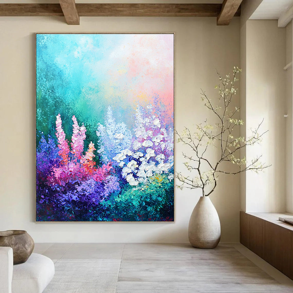 Colorful Flower Field Vibrant Landscape Abstract Painting GAB0273