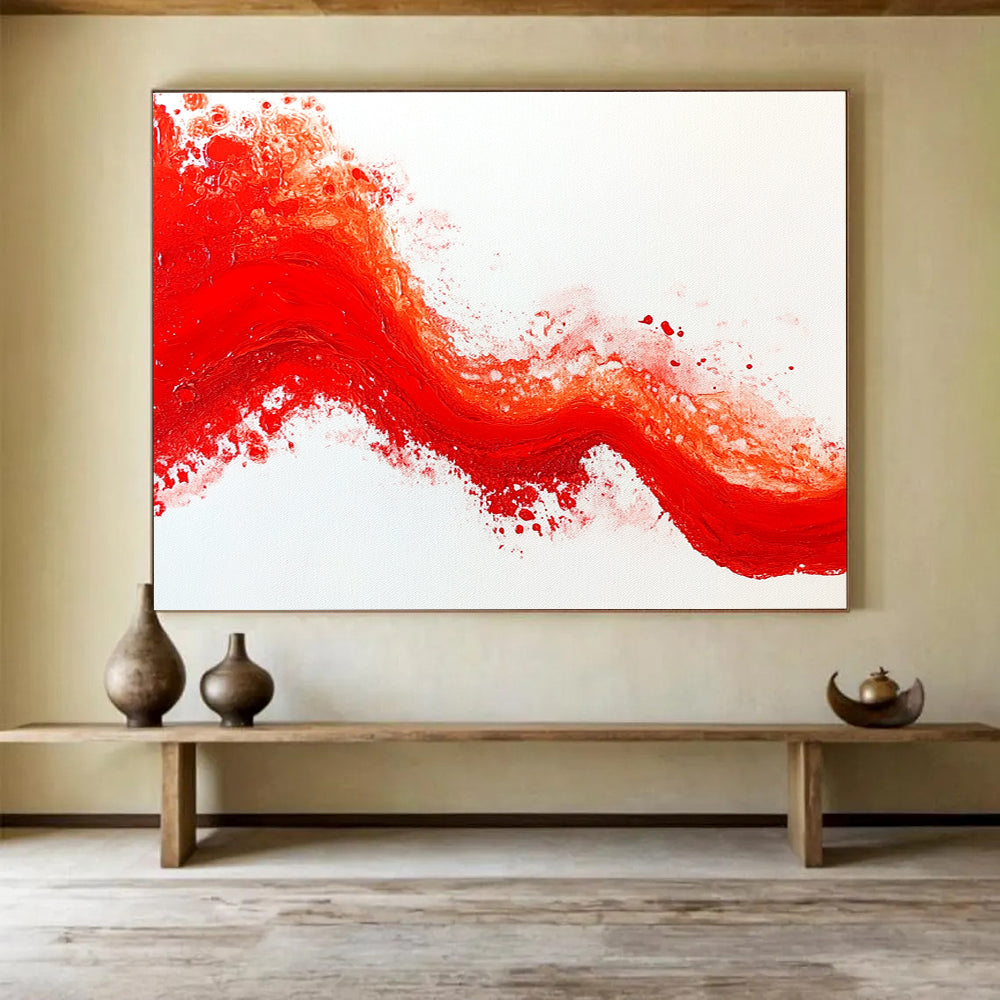 Bold Red Wave Energy Abstract Painting ABS200