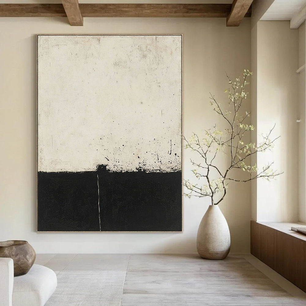Black and White Minimalism Abstract Painting of Subtle Contrast GAB0196
