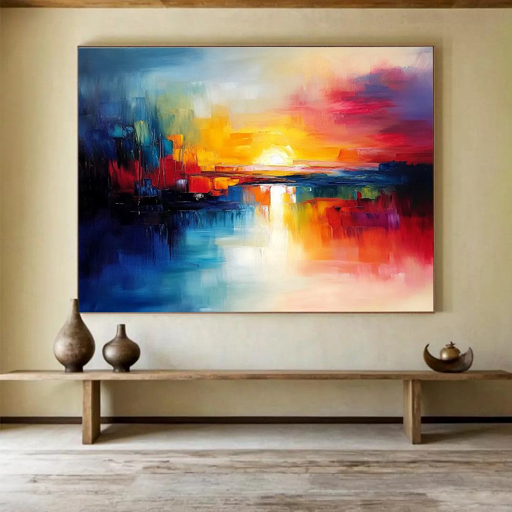 Colorful Abstract Sunset: Vibrant Emotions in Bold Hues Abstract Painting ABS152