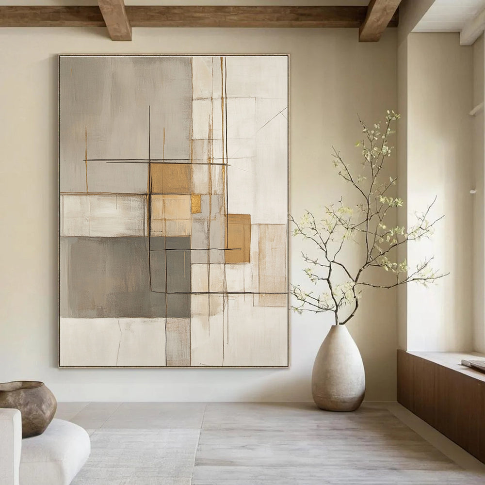 Gold Accent Geometric Abstract Painting for Luxury - Styled Residences GAB1095
