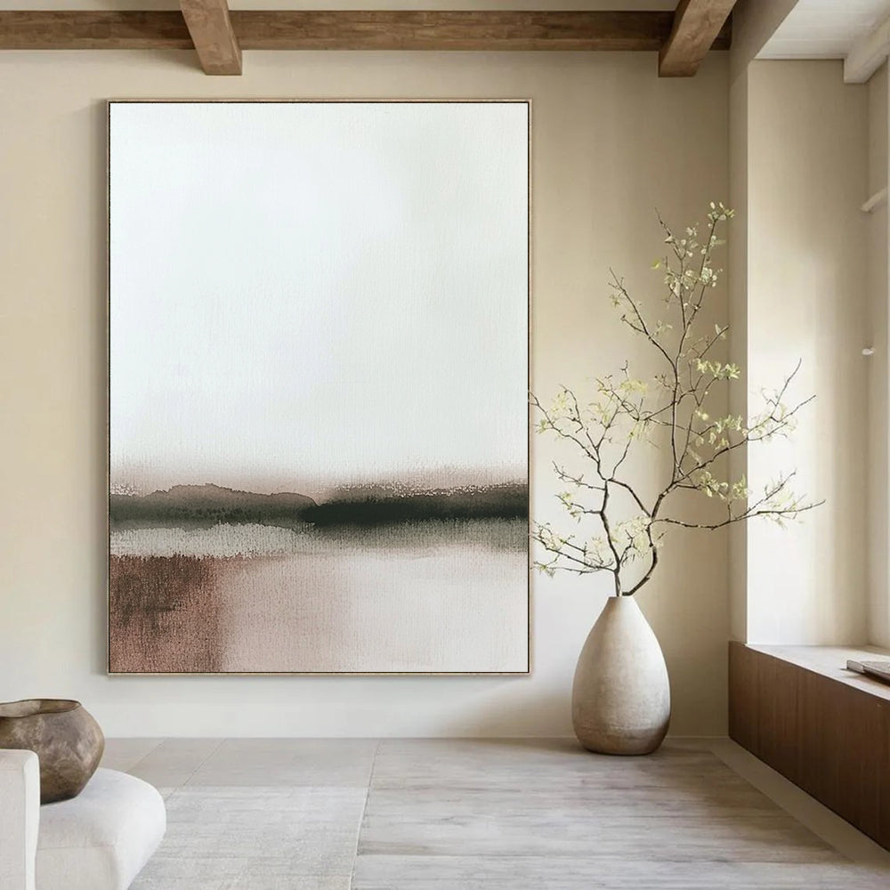 Minimalist Monochrome Landscape - Subtle Watercolor Abstraction GAB0391