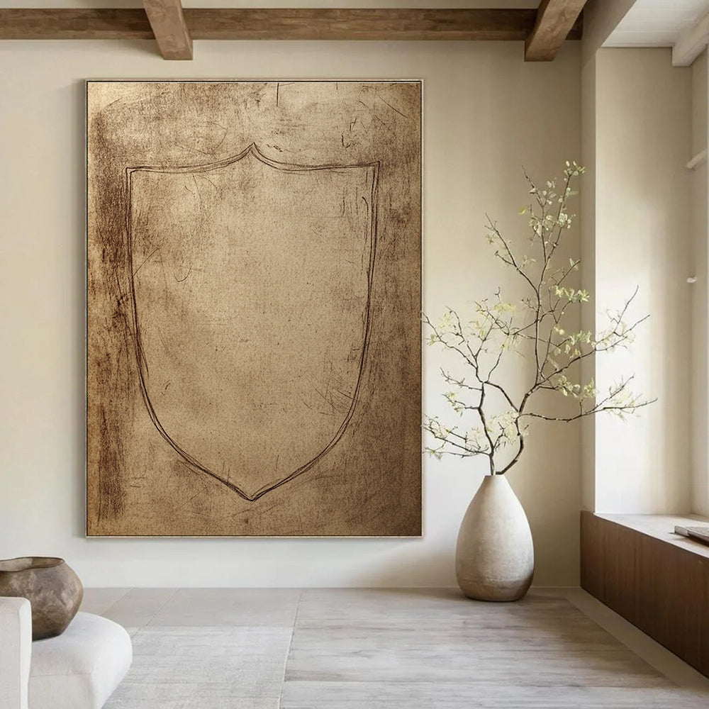 Shield Sketch Abstract Painting of Medieval Symbol GAB0121